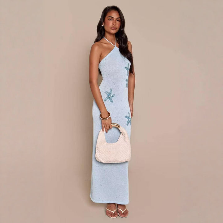 Damen elegantes Maxikleid mit schimmerndem Strickmuster Echo Archiv