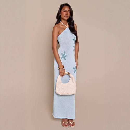 Damen elegantes Maxikleid mit schimmerndem Strickmuster Echo Archiv