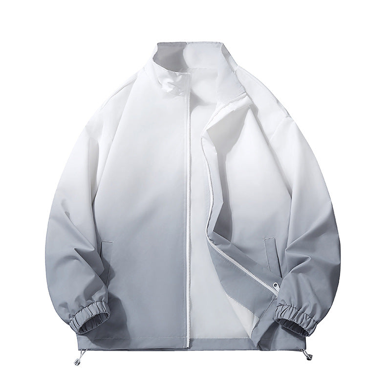 Herren leichte Farbverlauf Windbreakerjacke mit Stehkragen, durchgehendem Reißverschluss & Kordelzugsaum Echoarchiv