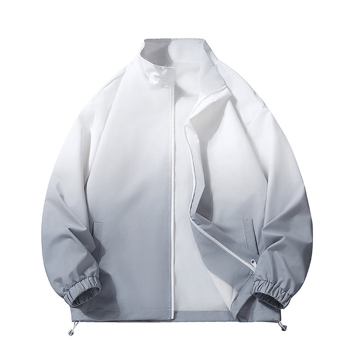 Herren leichte Farbverlauf Windbreakerjacke mit Stehkragen, durchgehendem Reißverschluss & Kordelzugsaum Echoarchiv