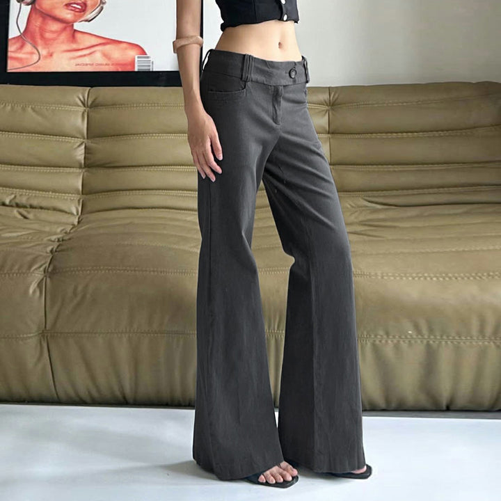 Damen Hochtaillierte Schlaghose aus Wollmix mit weitem Bein – Avélisse