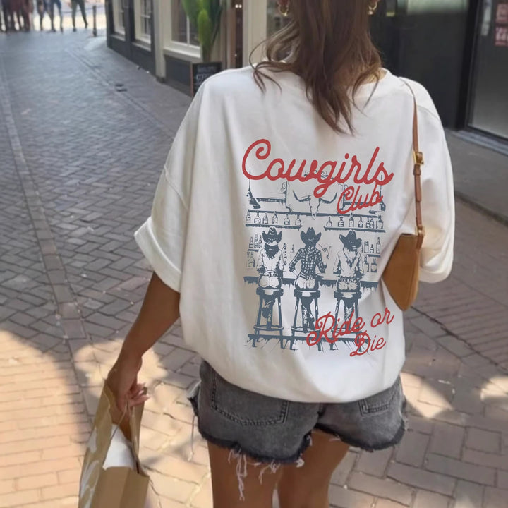 Damen Oversize T-Shirt mit Retro Cowgirl-Motiv Echo Archiv