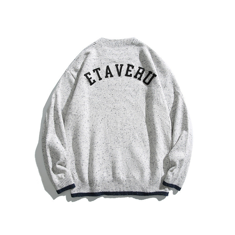 Unisex Oversize Strickpullover mit Rundhalsausschnitt, Kontrastbündchen und Melange‑Noppenstruktur Echo Archiv