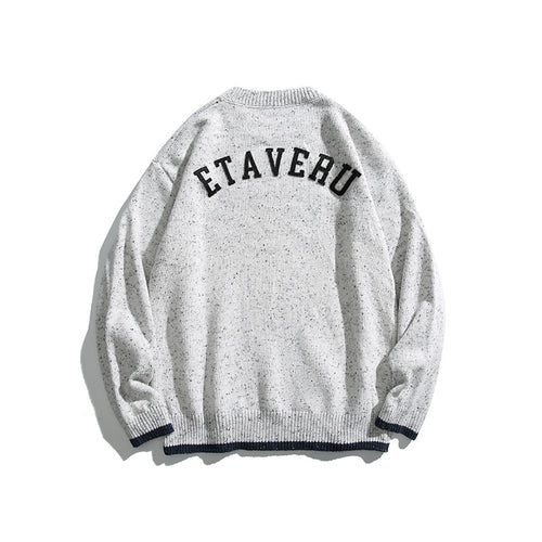 Unisex Oversize Strickpullover mit Rundhalsausschnitt, Kontrastbündchen und Melange‑Noppenstruktur Echo Archiv