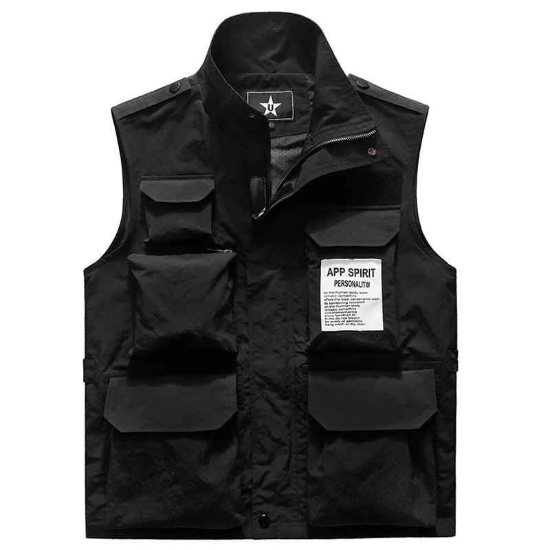 Herren Multifunktionale Mehrfachtaschen-Weste mit Stehkragen – Marzano