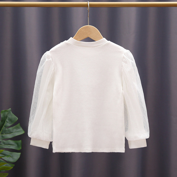 Mädchen Sweatshirt mit eleganten Rüschendetails und transparenten Tüllärmeln Echo Archiv