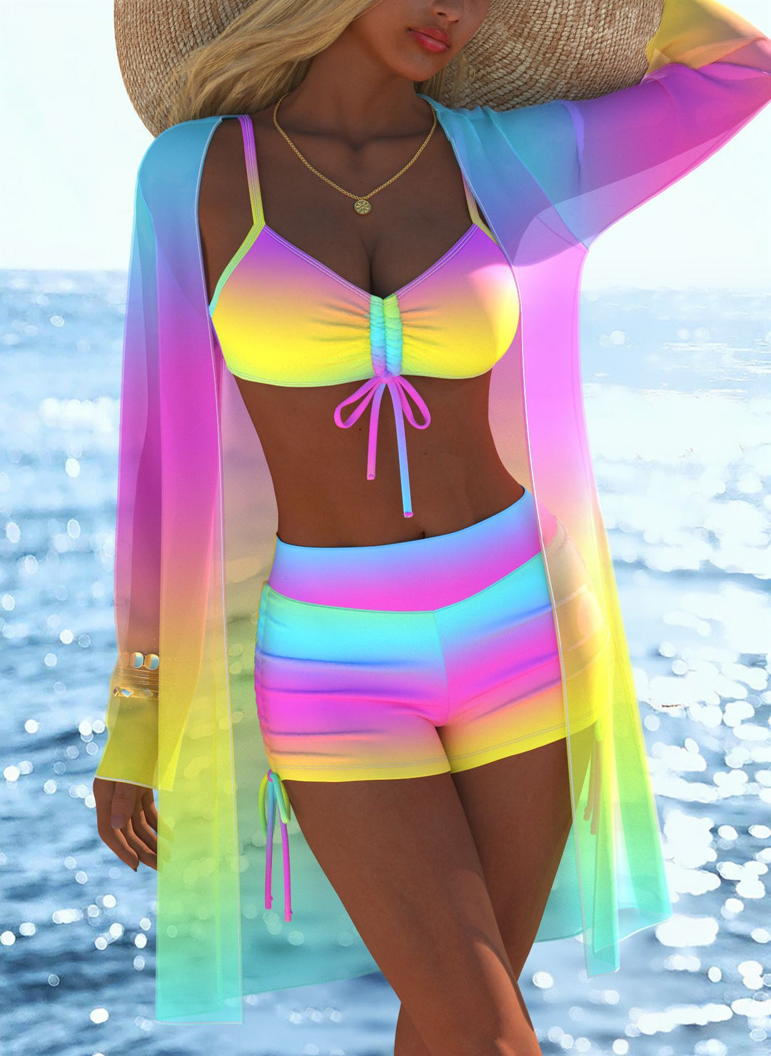 Damen Bikini-Set mit raffiniertem Wickeloberteil und stilvollem Hochbund Echo Archiv