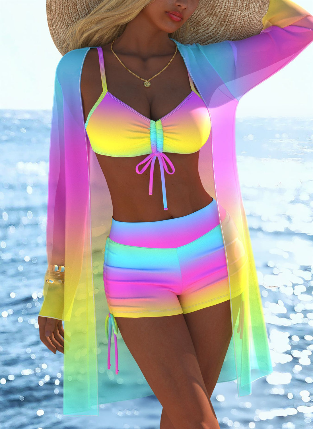 Damen Bikini-Set mit raffiniertem Wickeloberteil und stilvollem Hochbund – Maréssa