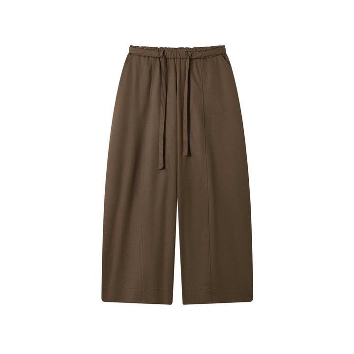 Damen Culotte-Hose mit hoher Taille weitem Bein und Bindegürtel Echoarchiv