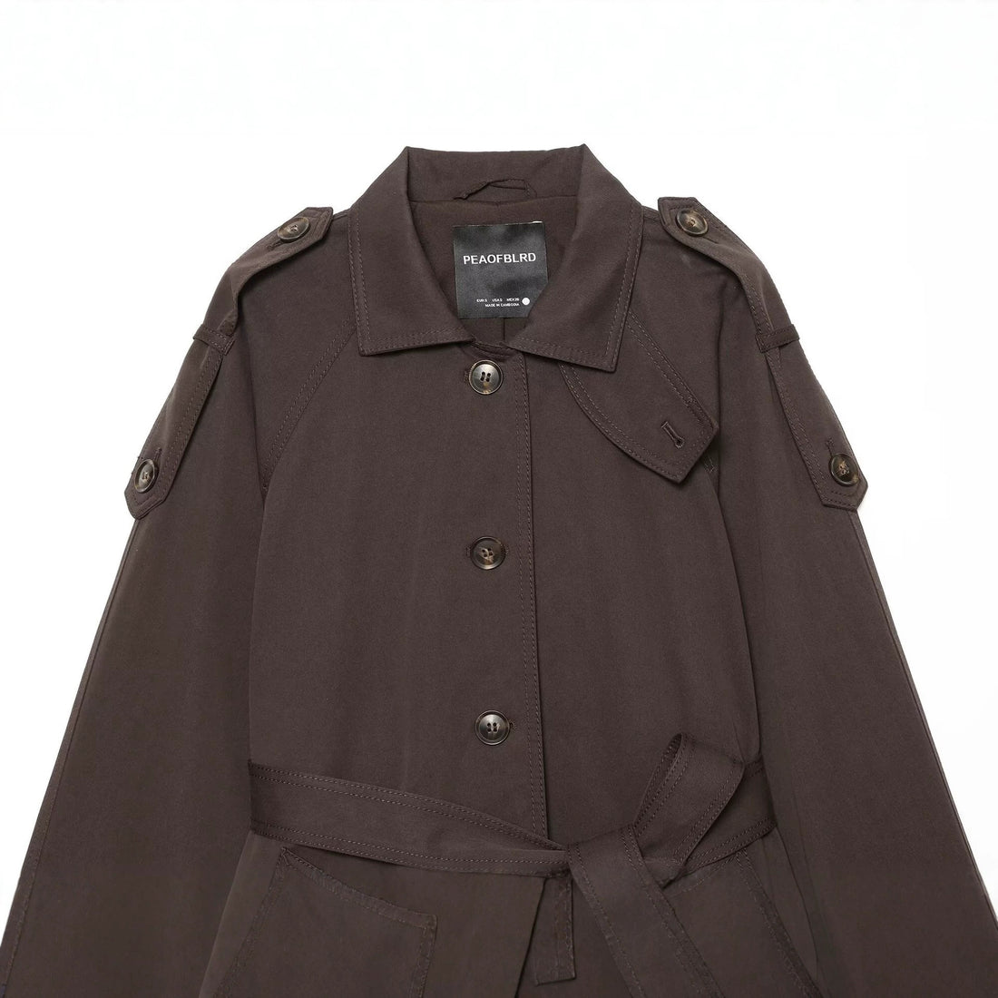 Damen Kurzes Cape-Trench mit taillierendem Bindegürtel und Schulterpatten Echo Archiv