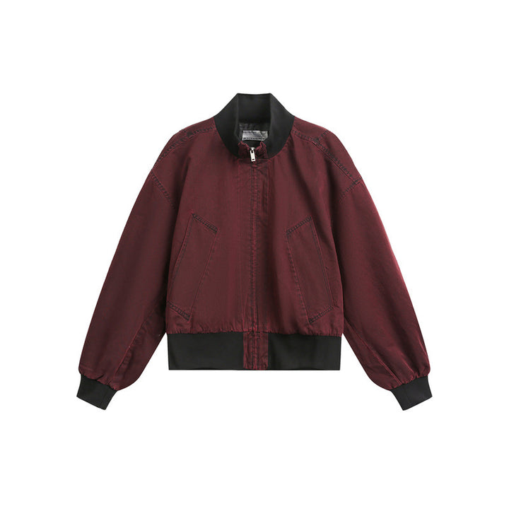 Unisex Kurz geschnittener Satin‑Bomber im Boxy‑Cut mit kontrastierendem Rippkragen und Ballonärmeln Echoarchiv