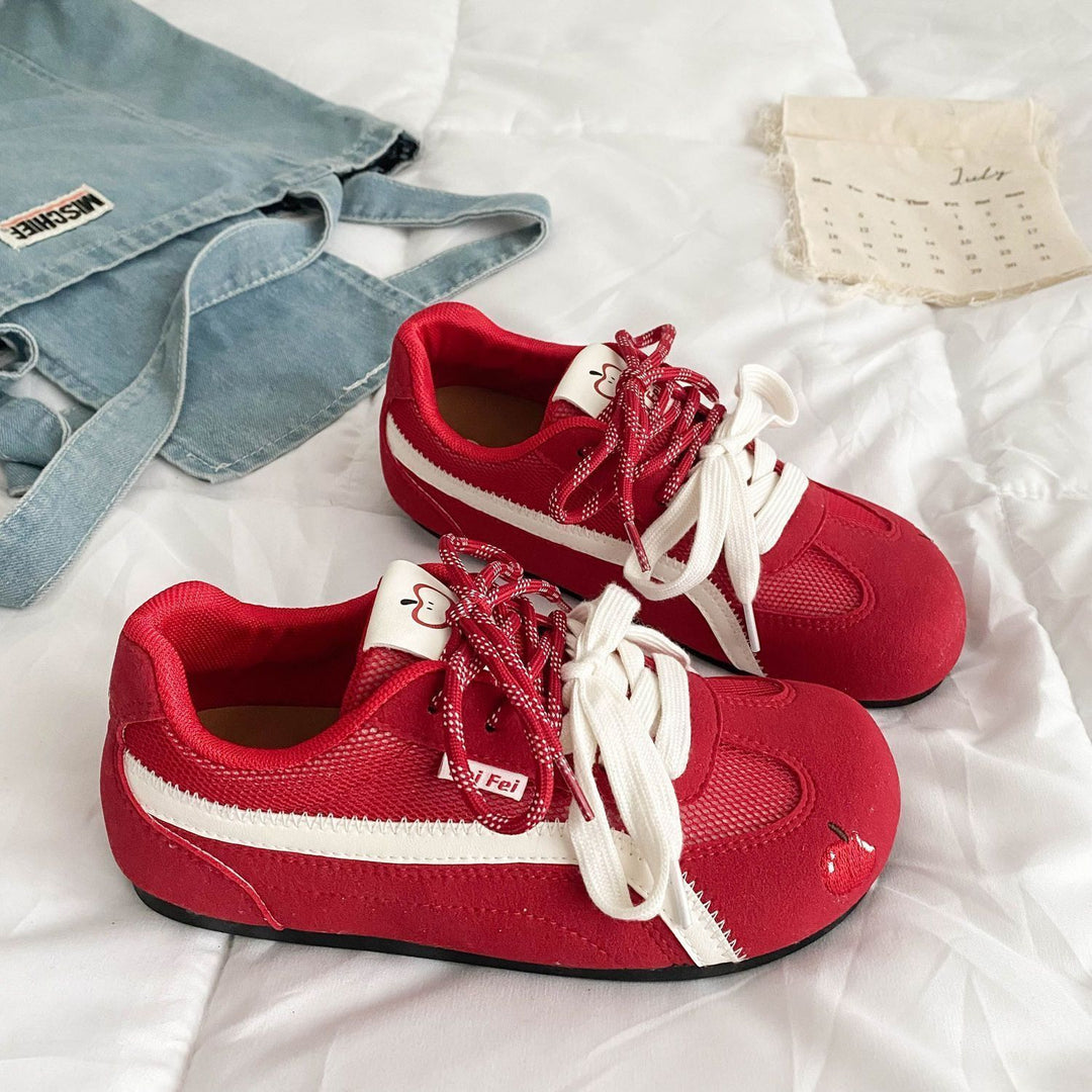 Damen Retro-sportliche Sneaker mit Wildleder- und Mesh-Mix sowie gepolsterter Komfortsohle – Névara