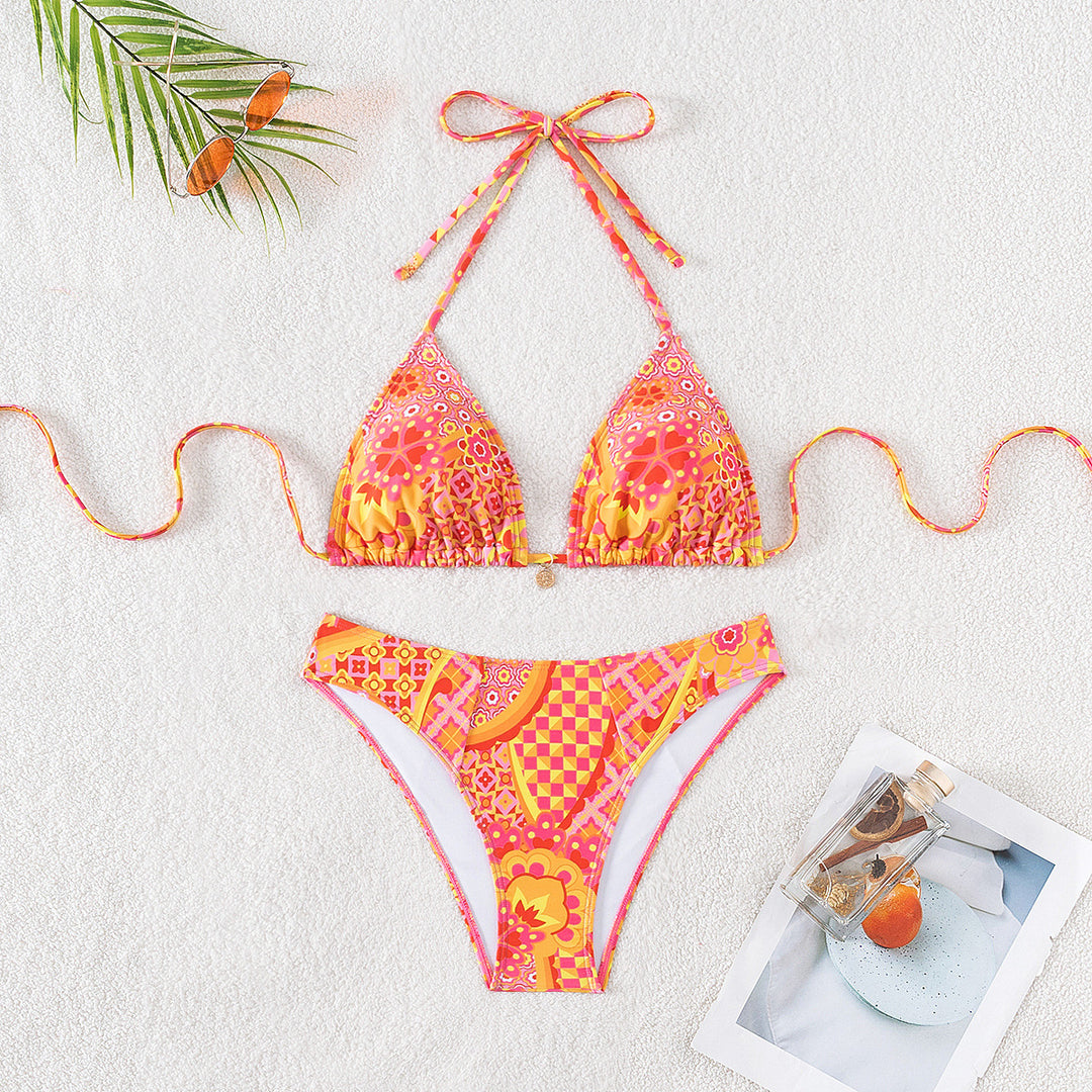 Damen Triangel-Bikini mit floralen Mustern und verstellbaren Trägern Echo Archiv