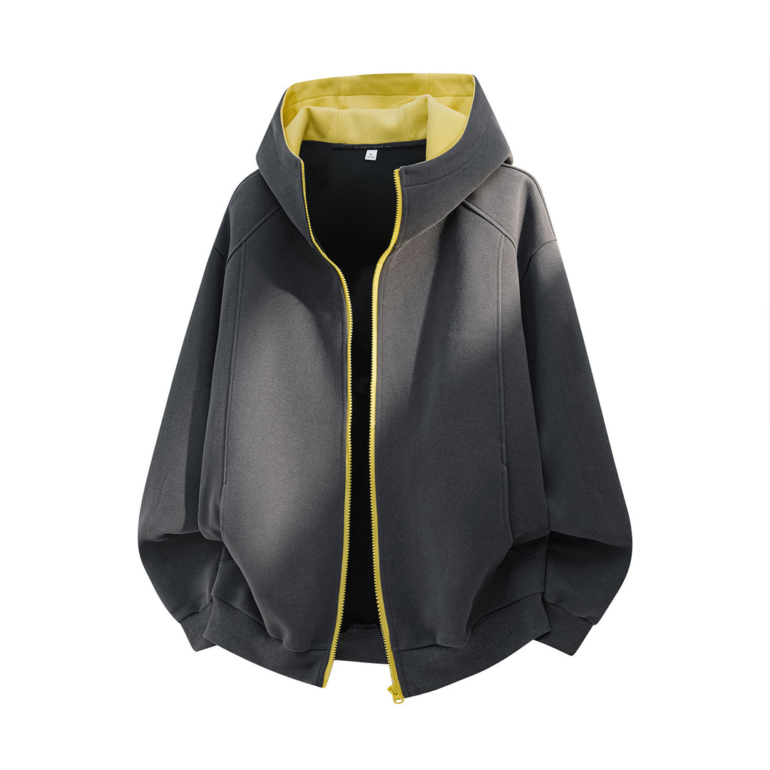 Unisex Oversize-Kapuzenjacke aus weichem Sweat mit Reißverschluss und kontrastiertem Kapuzenfutter Echo Archiv