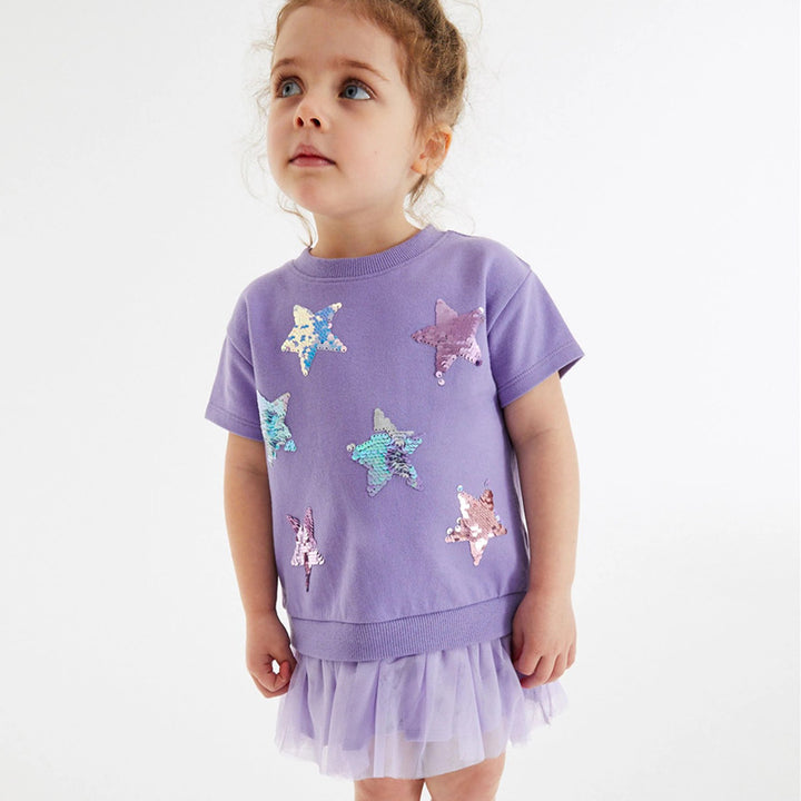 Mädchen T-Shirt mit glitzernden Sternen und Tüllrock Echo Archiv