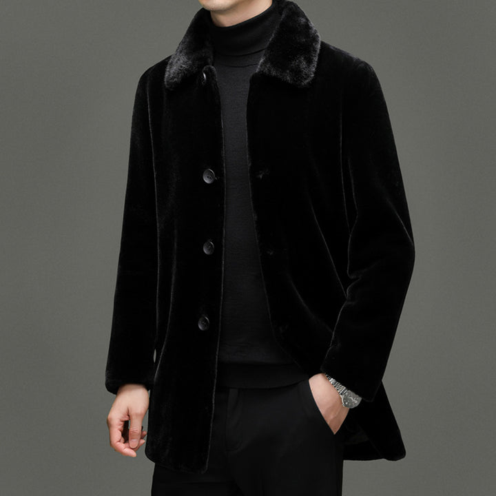 Herren modischer Oversized-Mantel mit elegantem Kunstfellkragen Echoarchiv