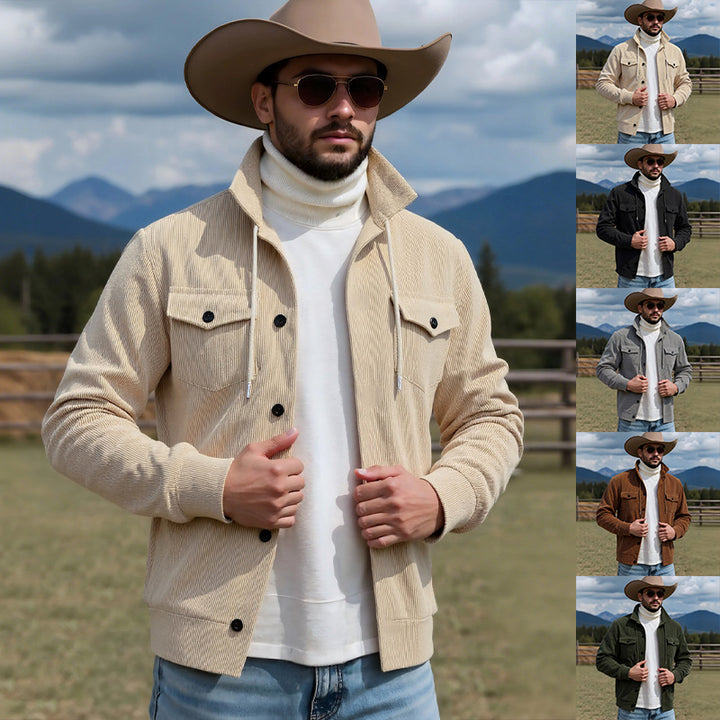 Herren Cordjacke mit verstellbarem Kordelzug und praktischen Brusttaschen Echoarchiv