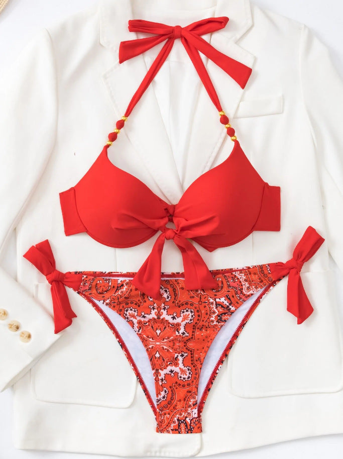 Damen Bikini-Set mit modischem Knoten und bunten Akzenten Echo Archiv