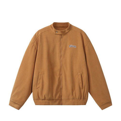 Unisex weit geschnittene Cord‑Blousonjacke mit Stehkragen, durchgehendem Reißverschluss und elastischem Saum Echoarchiv