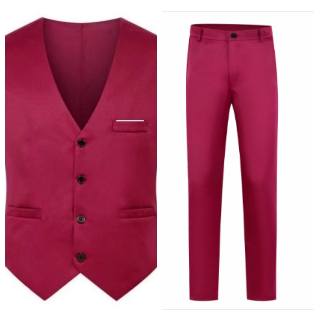 Herren nan elegante Satinweste mit V-Ausschnitt und schmal geschnittene Anzughose Echo Archiv