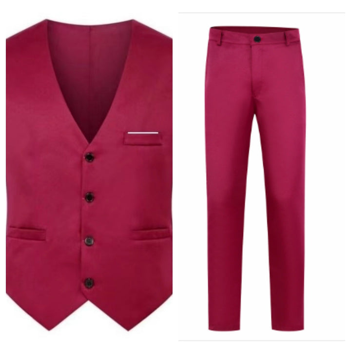 Herren nan elegante Satinweste mit V-Ausschnitt und schmal geschnittene Anzughose Echo Archiv