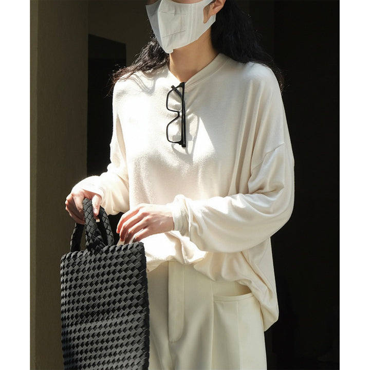 Damen Oversized Feinstrick-Longsleeve mit Rundhalsausschnitt Echoarchiv