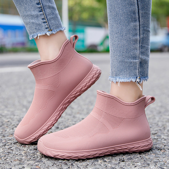 Damen Elastischer Strick-Slip-On Ankle-Sneaker mit Profilsohle Echoarhiv