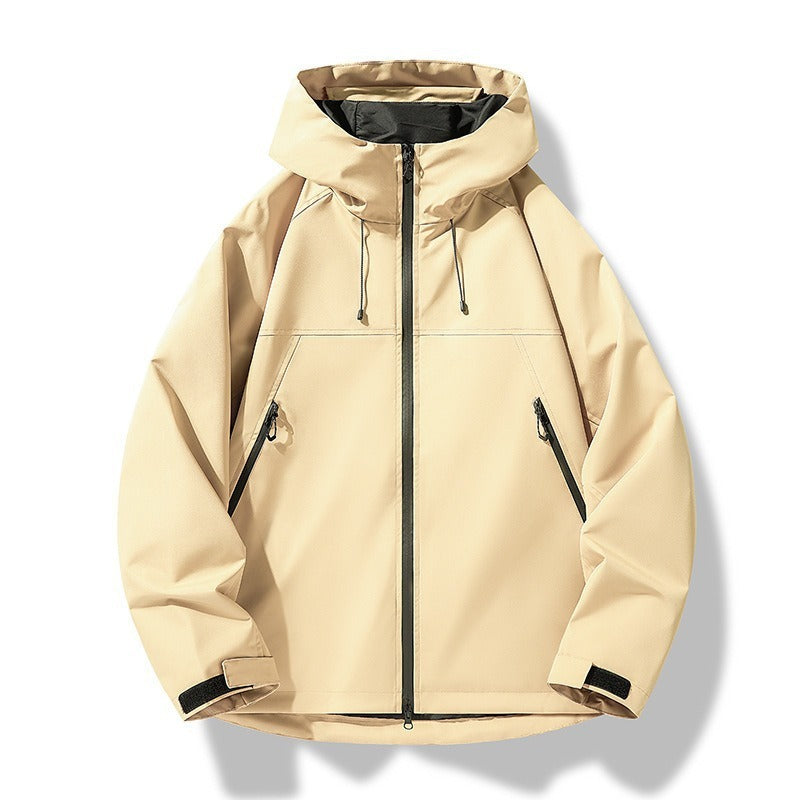 Herren Leichte zweifarbige Softshell-Hoodiejacke mit Kapuze, Reißverschlusstaschen und elastischem Saum Echoarchiv