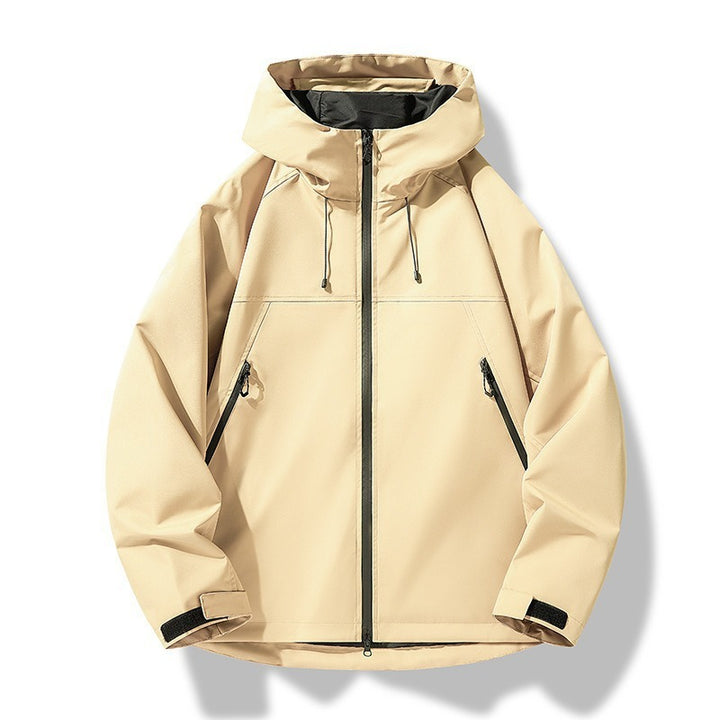 Herren Leichte zweifarbige Softshell-Hoodiejacke mit Kapuze, Reißverschlusstaschen und elastischem Saum Echoarchiv
