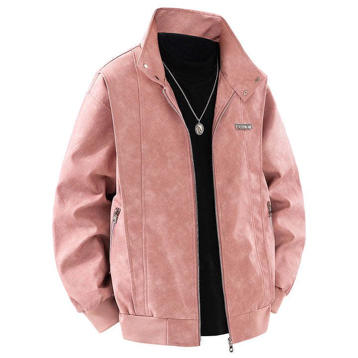Herren Kunstlederjacke im modischen Design mit praktischem Stehkragen Echoarchiv