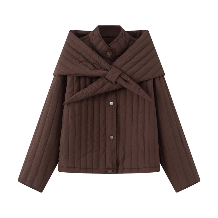 Damen nan gesteppte Jacke mit großem Wickelkragen und Bindeschal Echo Archiv