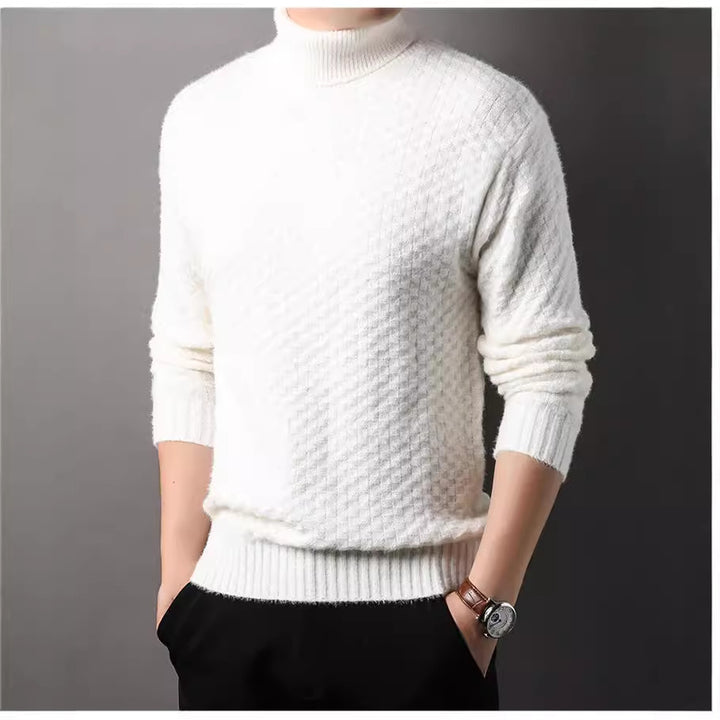 Herren Strickpullover mit hohem Kragen und strukturiertem Design Echoarchiv