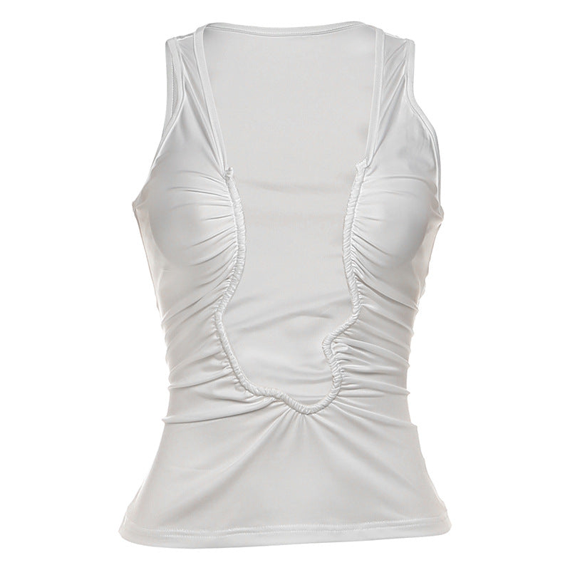 Damen Spitzen Crop-Top mit tiefem V-Ausschnitt und Raffung Echo Archiv