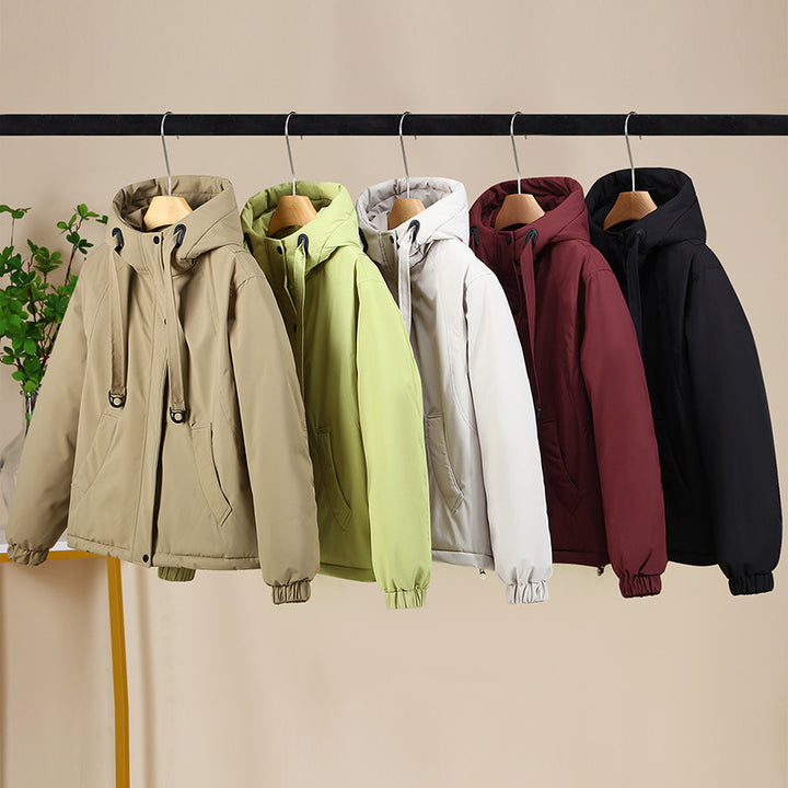 Damen Kurze Thermo-Kapuzenjacke mit Tunnelzug, Winddichter Außenhülle und elastischen Bündchen Echo Archiv