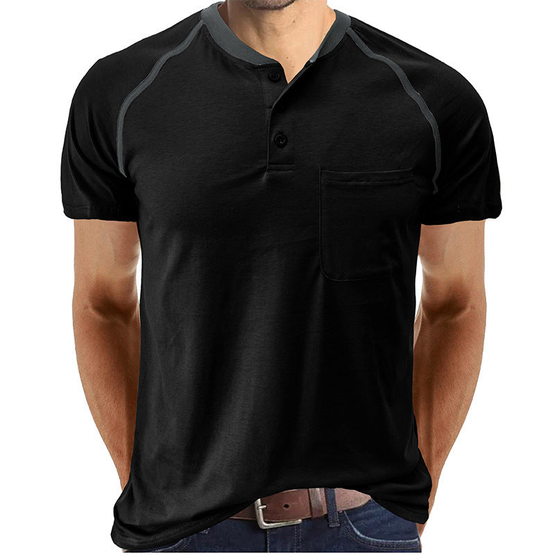 Herren Kurzarmshirt mit modischen Kontrastdetails Echoarchiv