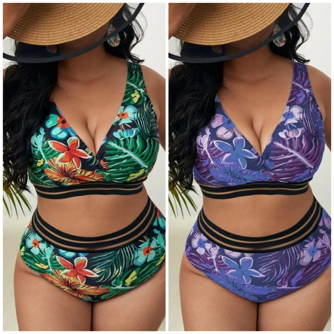 Damen Bunt gemusterter Bikini mit breitem Unterbrustband Echo Archiv