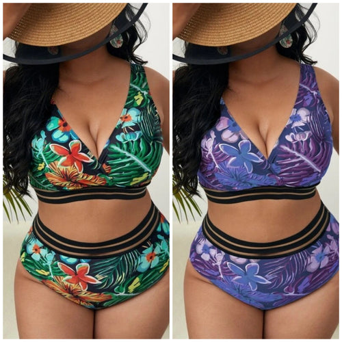 Damen Bunt gemusterter Bikini mit breitem Unterbrustband Echo Archiv