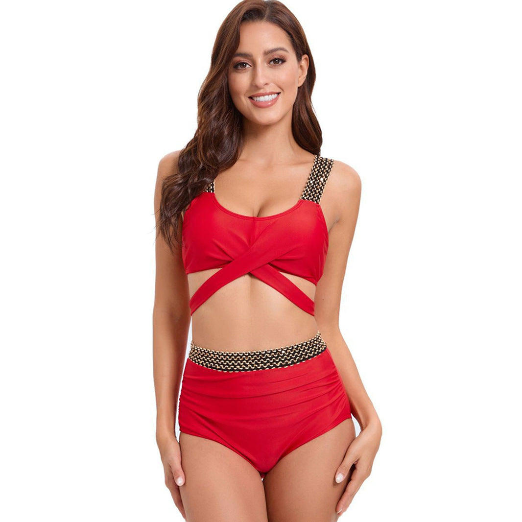 Damen Sportliches Bikini-Set mit raffiniertem Wickeldesign und verstellbaren Trägern Echo Archiv