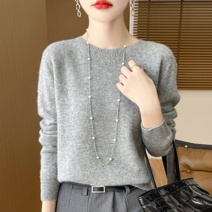Damen Weicher Mohair‑Optik Rundhals‑Pullover mit feinem Rippsaum und leichter Oversize‑Passform Echoarchiv