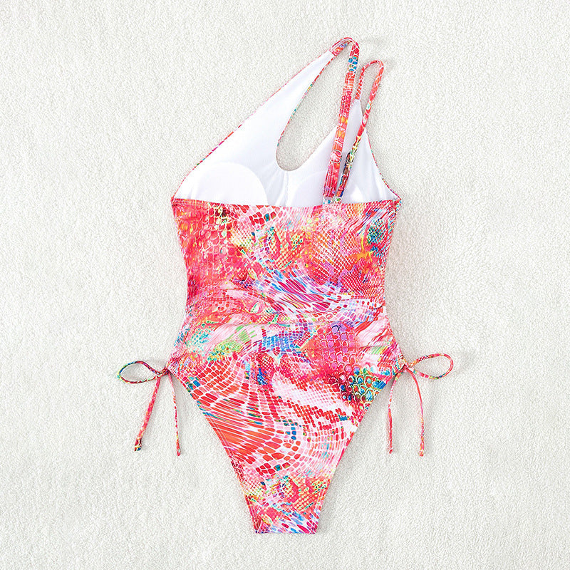 Damen Einseitiger Cut-Out Badeanzug mit verstellbaren Schnürdetails Echo Archiv