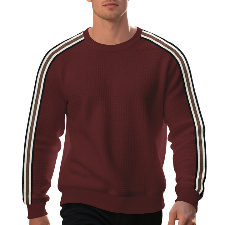 Herren modischer Strickpullover mit strukturiertem Gewebe und sportlichen Streifen Echoarchiv