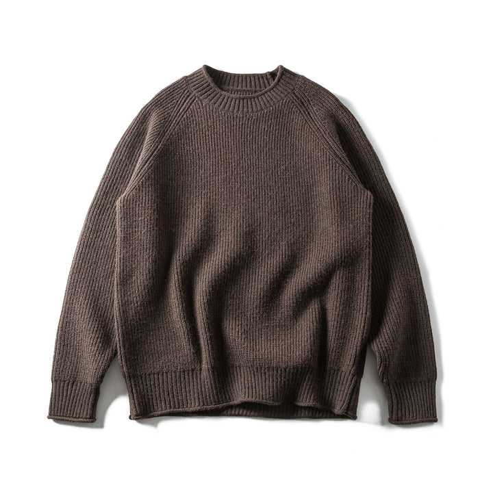 Herren Rippstrickpullover mit Rundhals und Raglanärmeln Echoarchiv