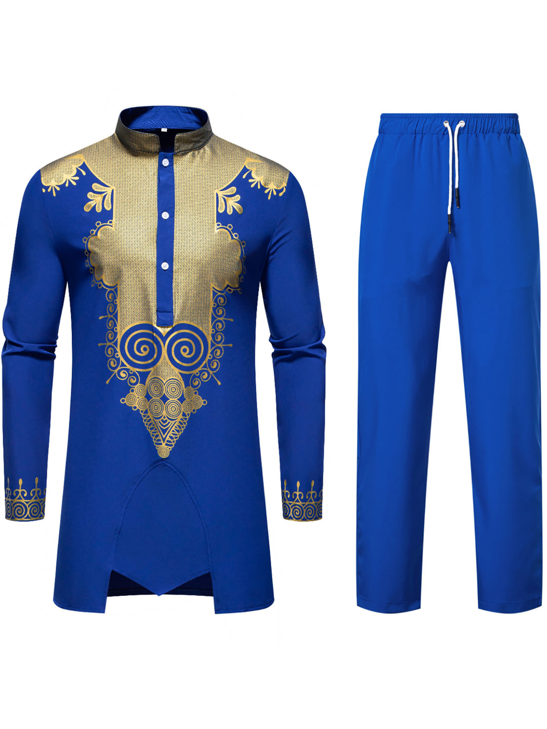 Herren Traditionelles Tunika-Set mit Mandarinkragen und goldverzierten Ornamenten Echo Archiv