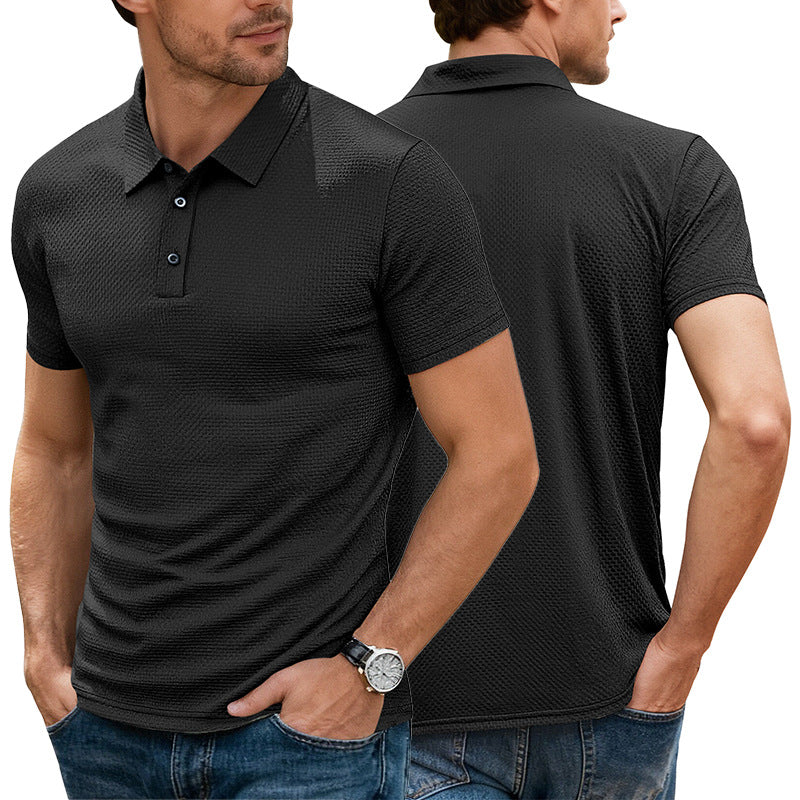 Herren nan strukturiertes Mikrojacquard-Poloshirt mit schlanker Passform und elastischem Komfortstretch Echo Archiv