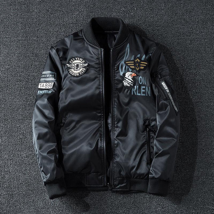 Herren Pilotenbomberjacke im Aviator-Look mit Badge-Applikationen, Ärmeltasche und gerippten Bündchen Echoarchiv