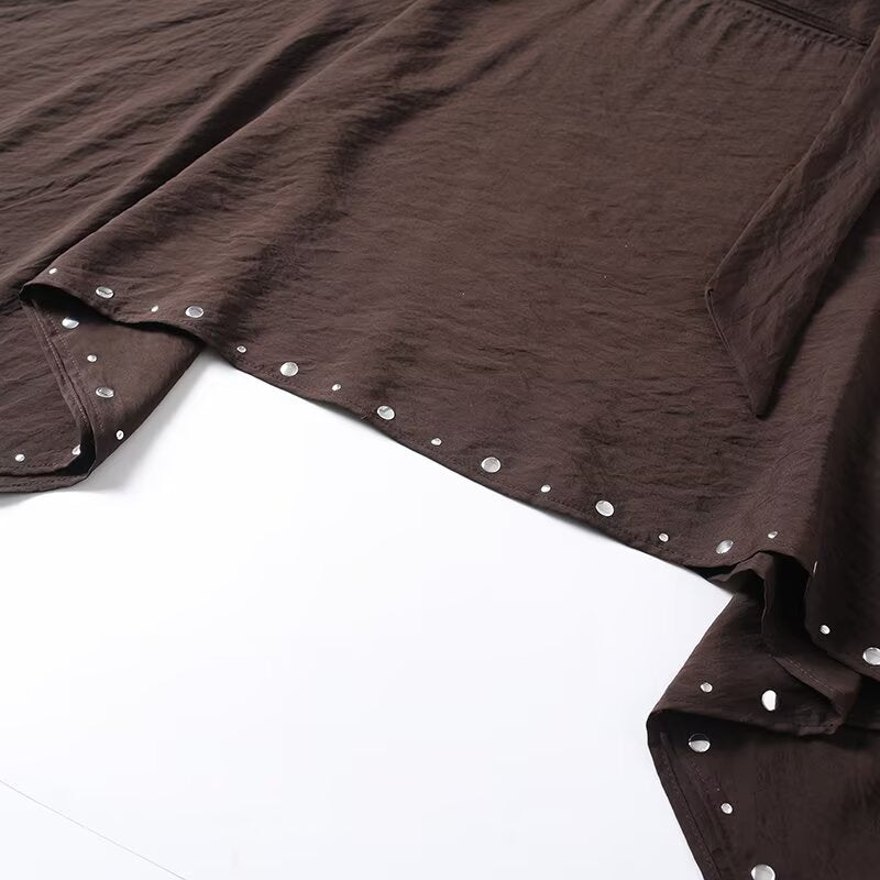 Damen Asymmetrisches Poncho‑Cape mit Bindeschal und Ösenbesatz Echo Archiv