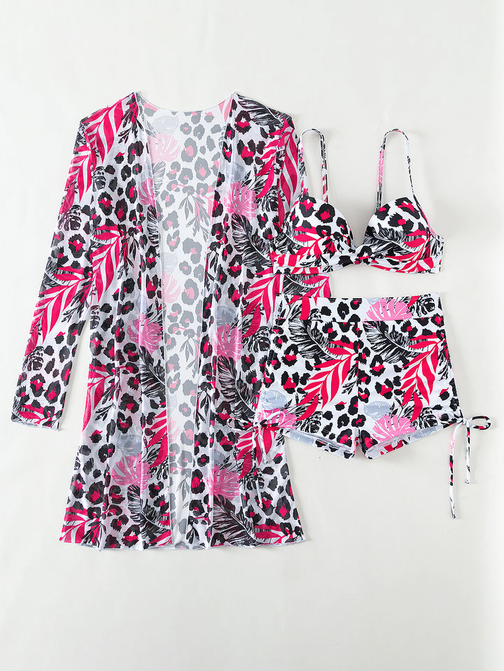Damen Bikiniset mit modischem Überwurf und stylischem Leopardenmuster Echo Archiv