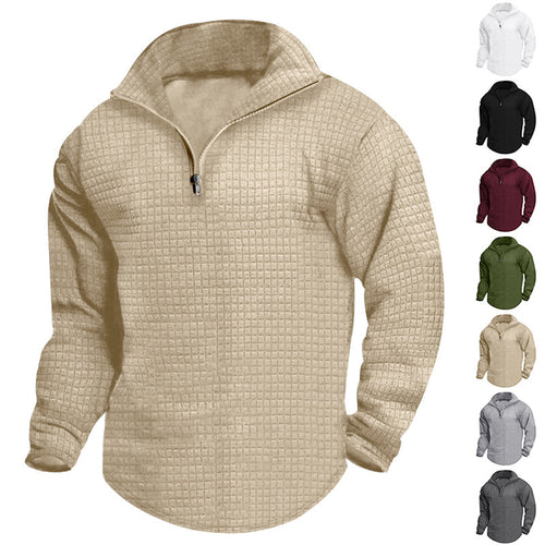 Herren nan thermoregulierender Waffel-Halbzip-Pullover mit Stehkragen und gerundetem Saum Echo Archiv