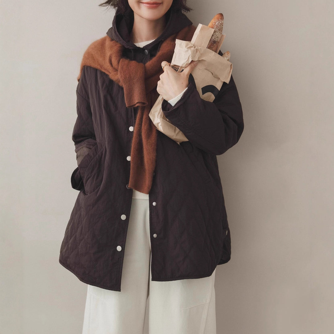 Damen Modische Steppjacke mit Kapuze Echoarchiv