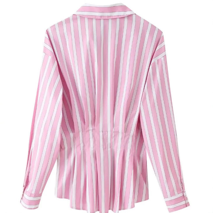 Damen taillierte Bluse mit Kellerfalten und Hemdkragen Echo Archiv